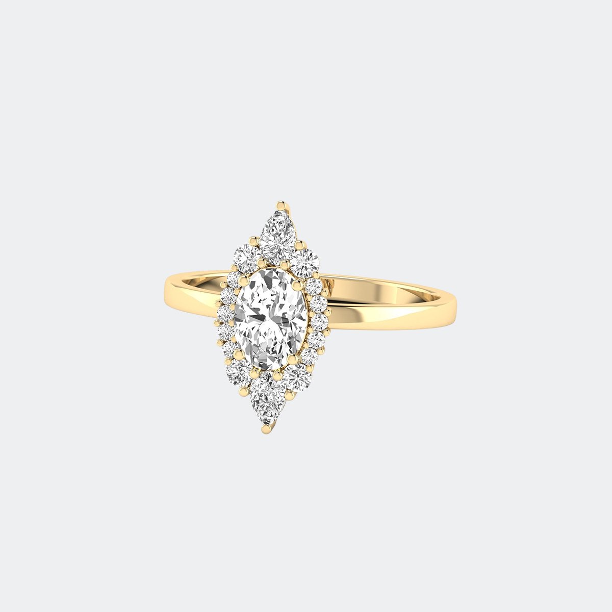 1.00CTW Oval Solitaire Ring - Diamond Cluster