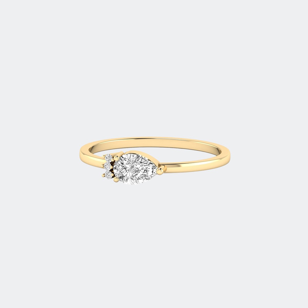 0.40CTW Round Pear Prong Setting Minimalist Ring