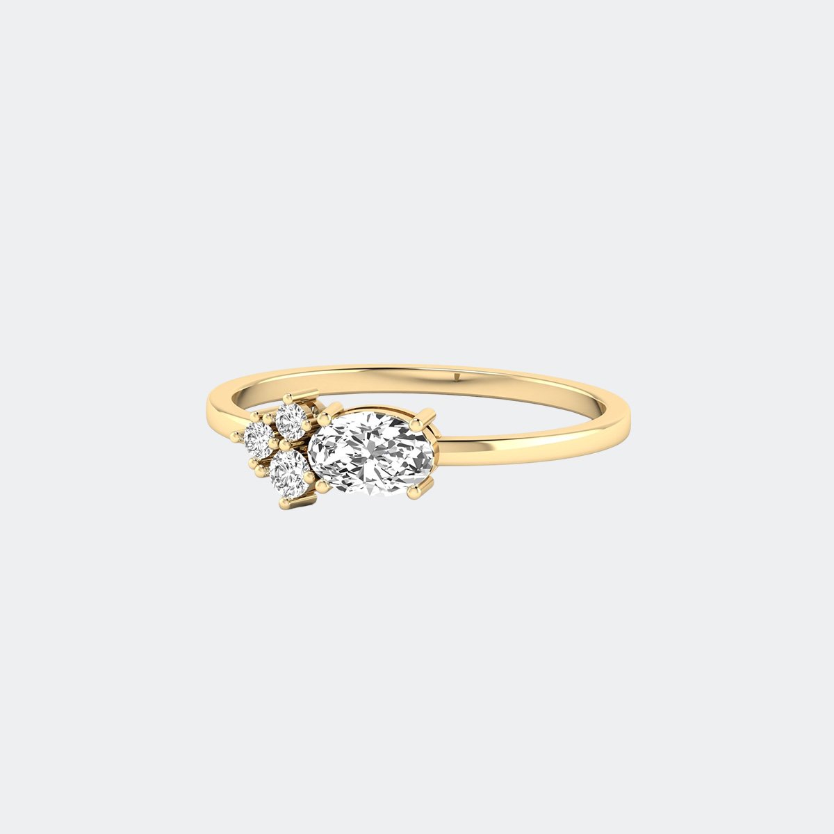 0.50CTW Round & Ovel Prong Setting Minimalist Ring