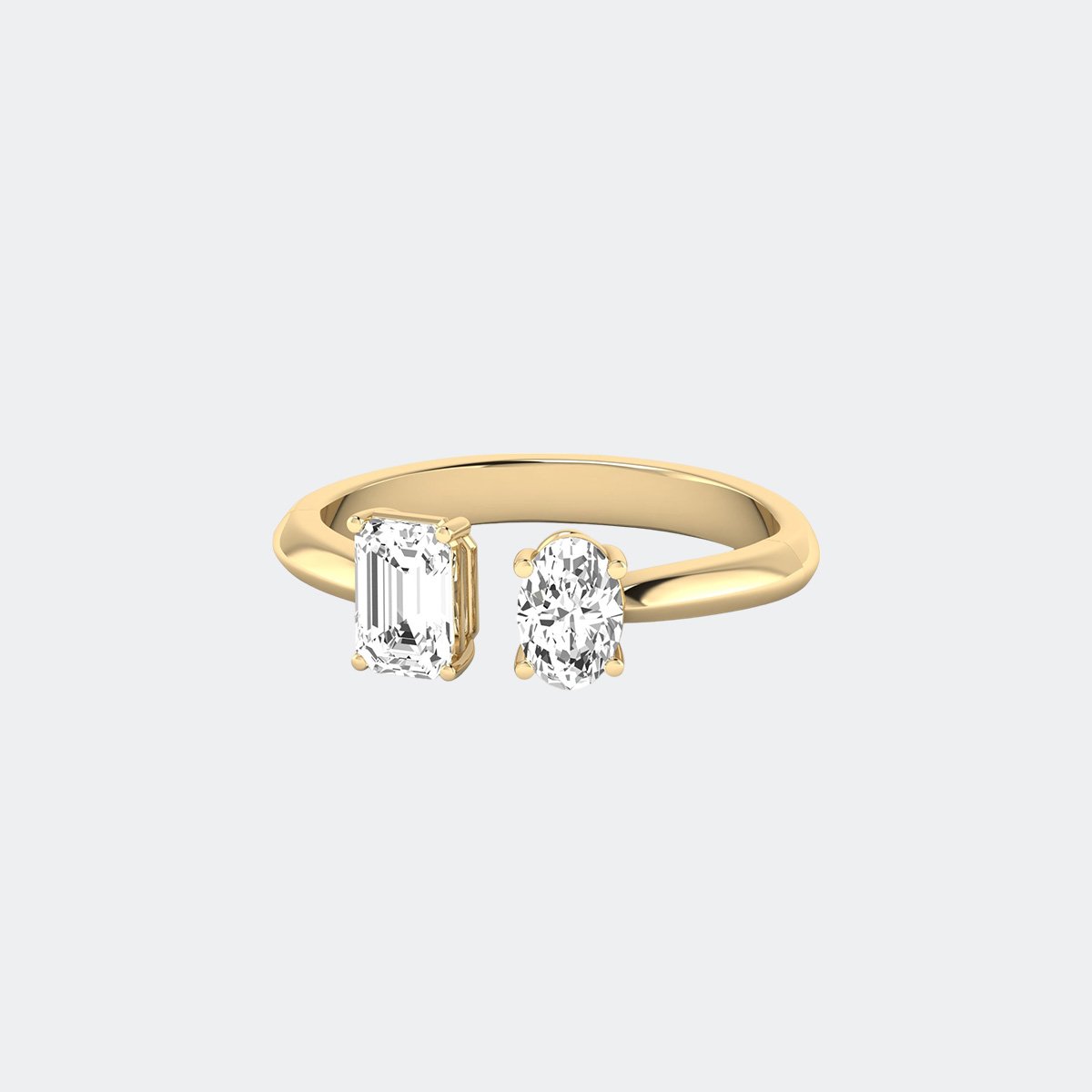 1.10CTW Oval Emerald Toi Et Moi Diamond Ring