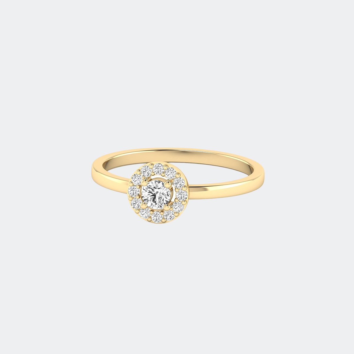 0.50CTW Round Flush Halo Solitaire Setting Minimalist Ring