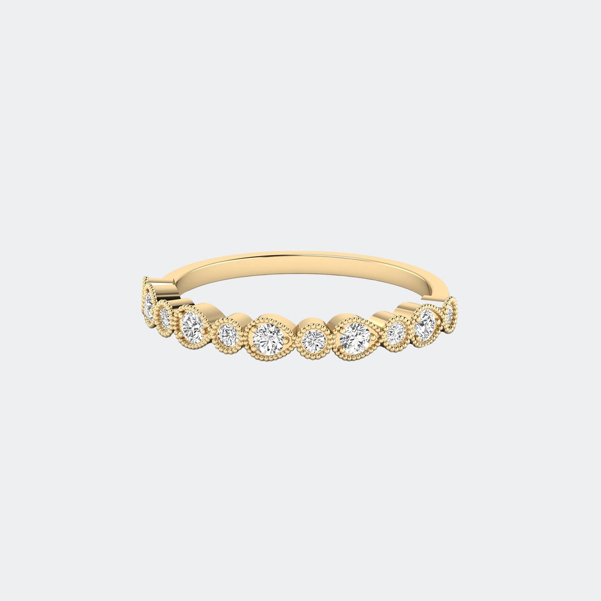 0.50CTW Round Cut Milgrain Bezel Set Half-Eternity Ring