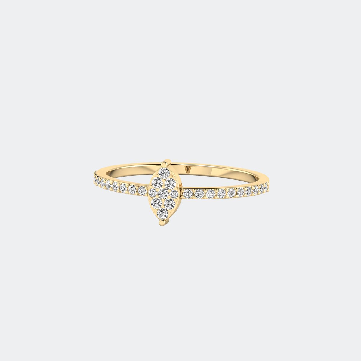 0.50CTW Round Cluster East-West Pave Setting Minimalist Ring
