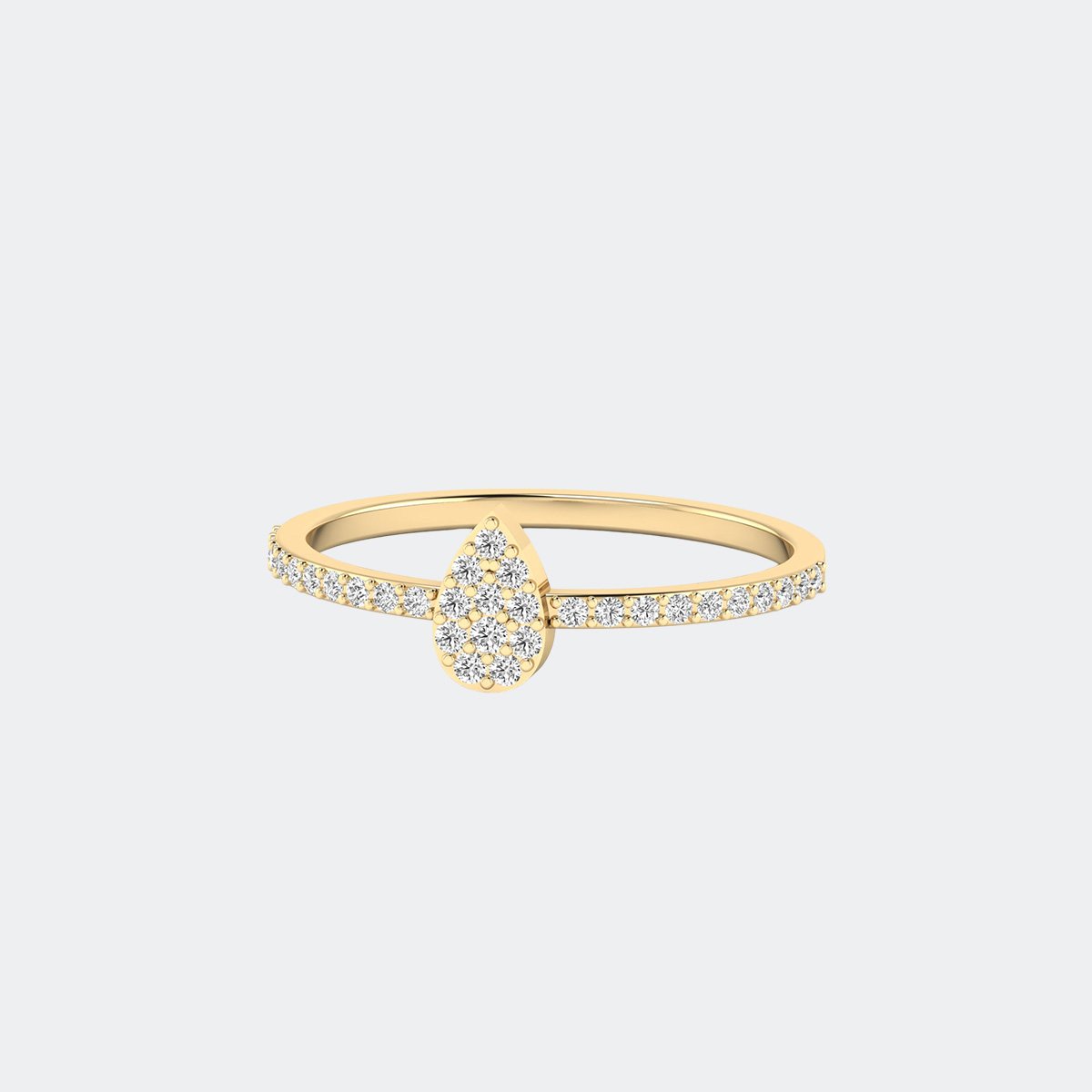 0.50CTW Round Cluster Teardrop Pave Setting Minimalist Ring