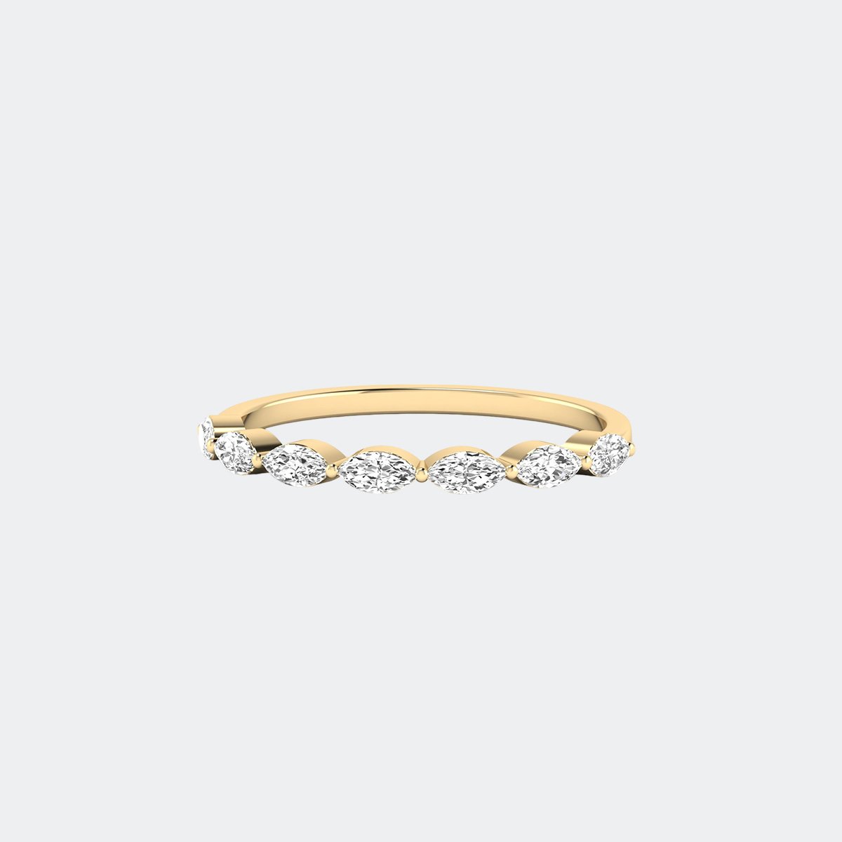 0.35CTW Marquise Scallop Half Eternity Setting Minimalist Ring