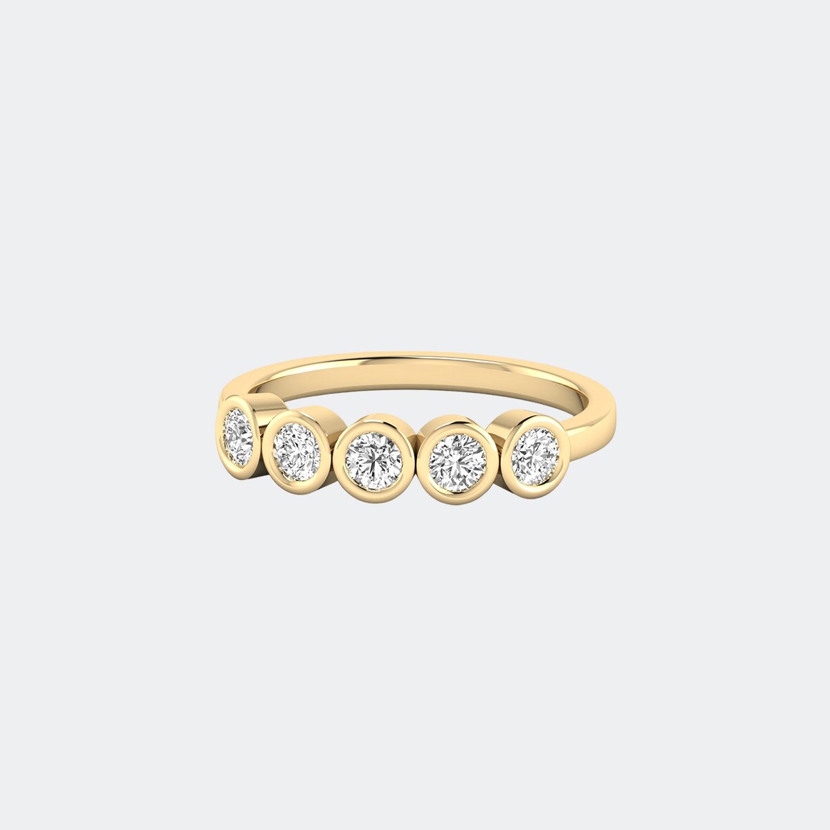 0.55CTW Round Bezel Set Half Eternity Setting Minimalist Ring