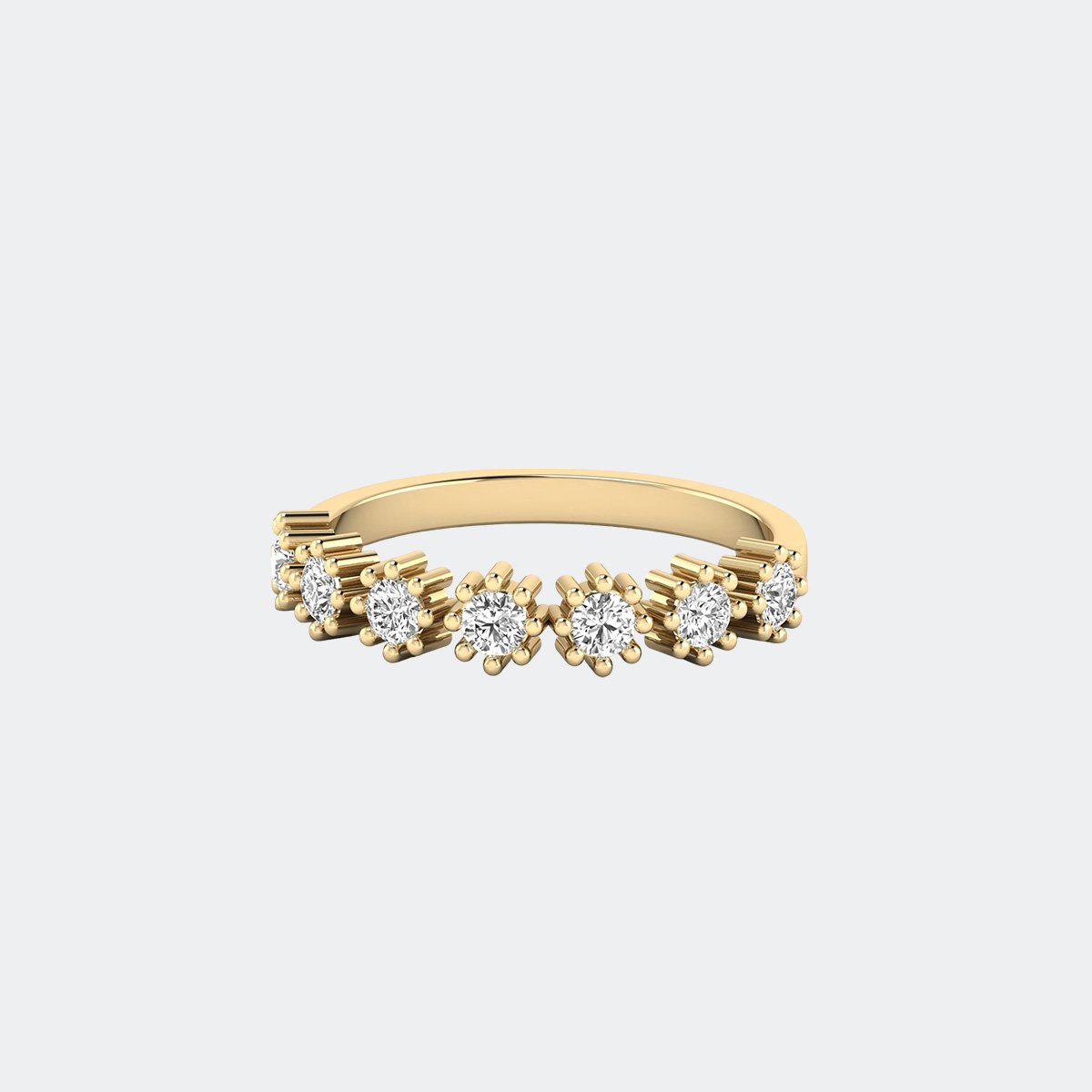 0.50CTW Round Prong Crown Half Eternity Setting Minimalist Ring