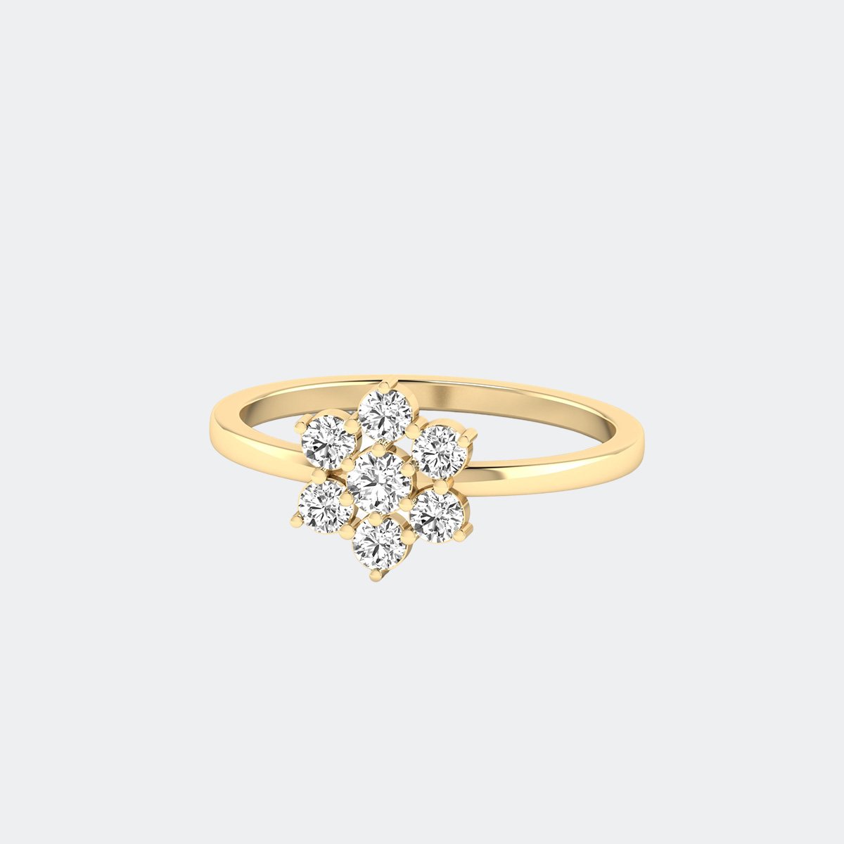0.50CTW Round Flower Cluster Solitaire Setting Minimalist Ring