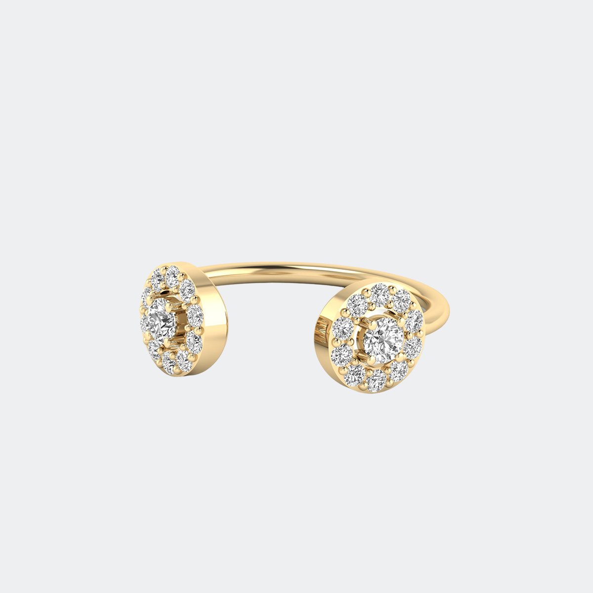 0.50CTW Round Cut Pave Set Clover Halo Open Cuff Ring
