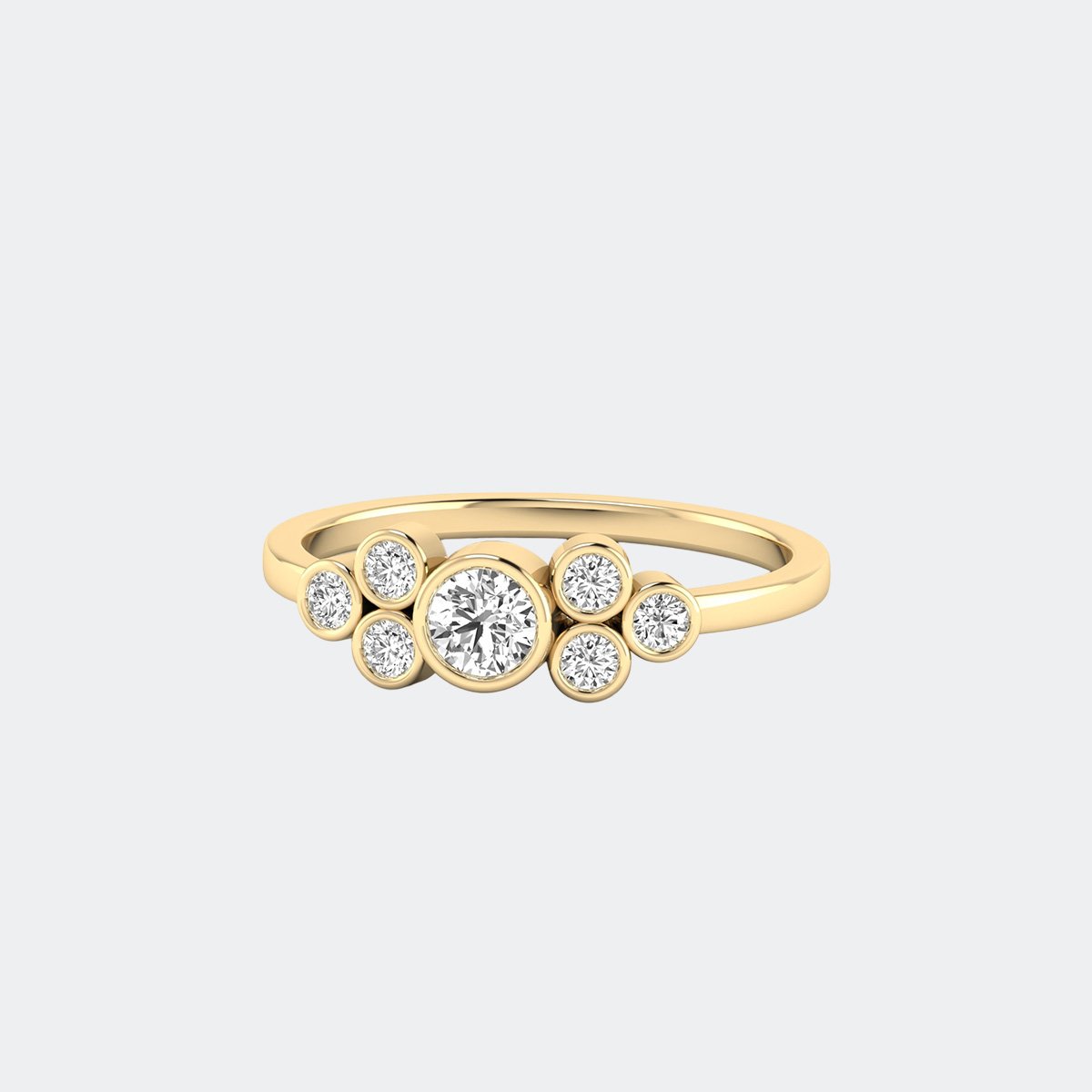 0.50CTW Round Organic Bezel Cluster Setting Minimalist Ring