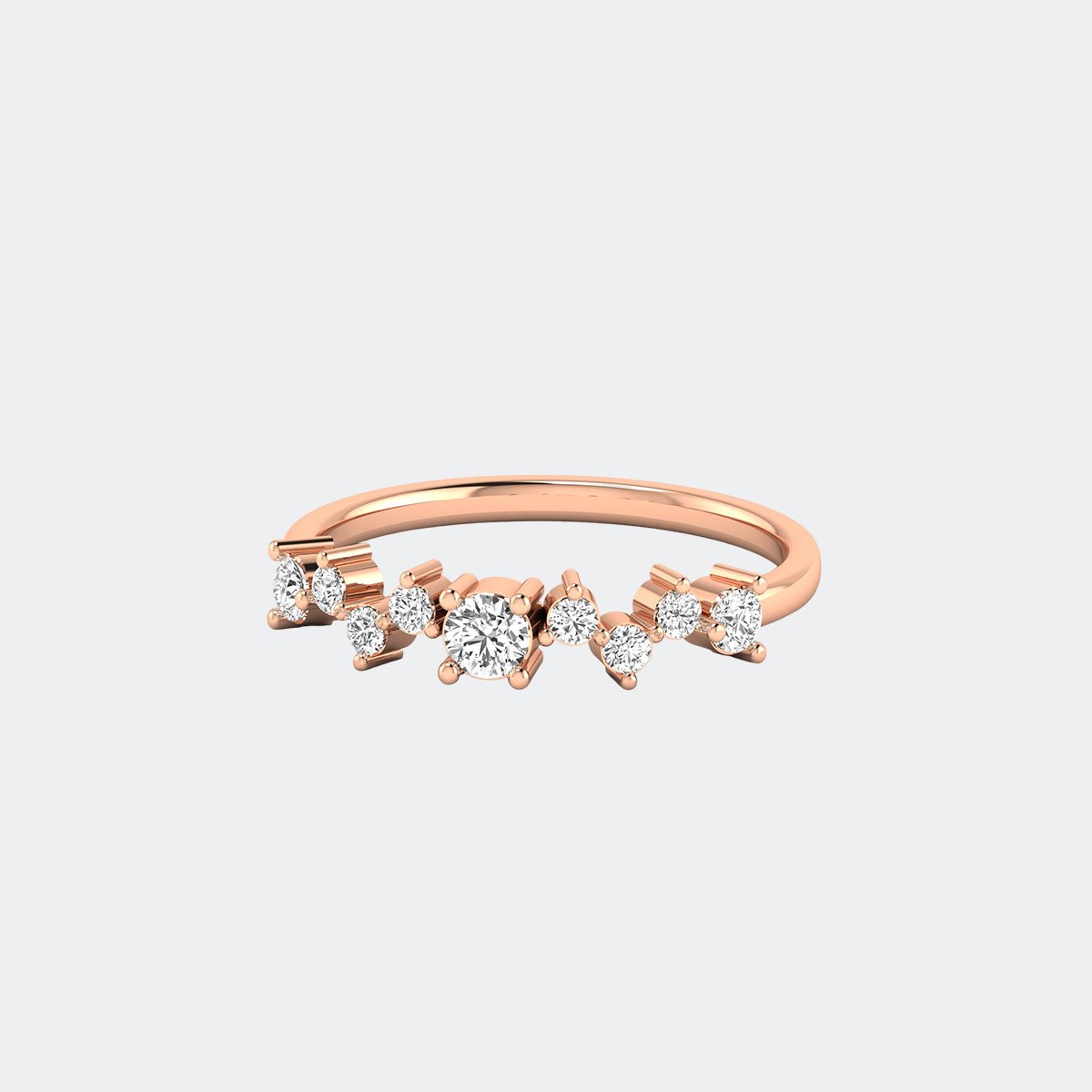 0.40CTW Round Prong Tiara Cluster Setting Minimalist Ring