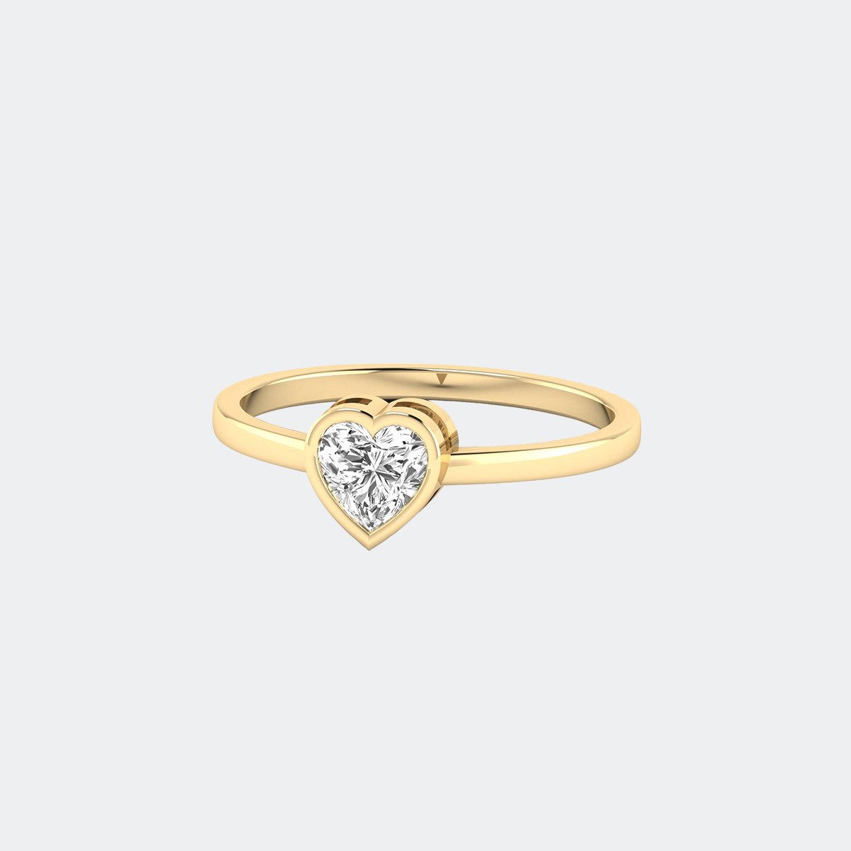 0.50CTW Heart Cluster Bezel Solitaire Setting Minimalist Ring