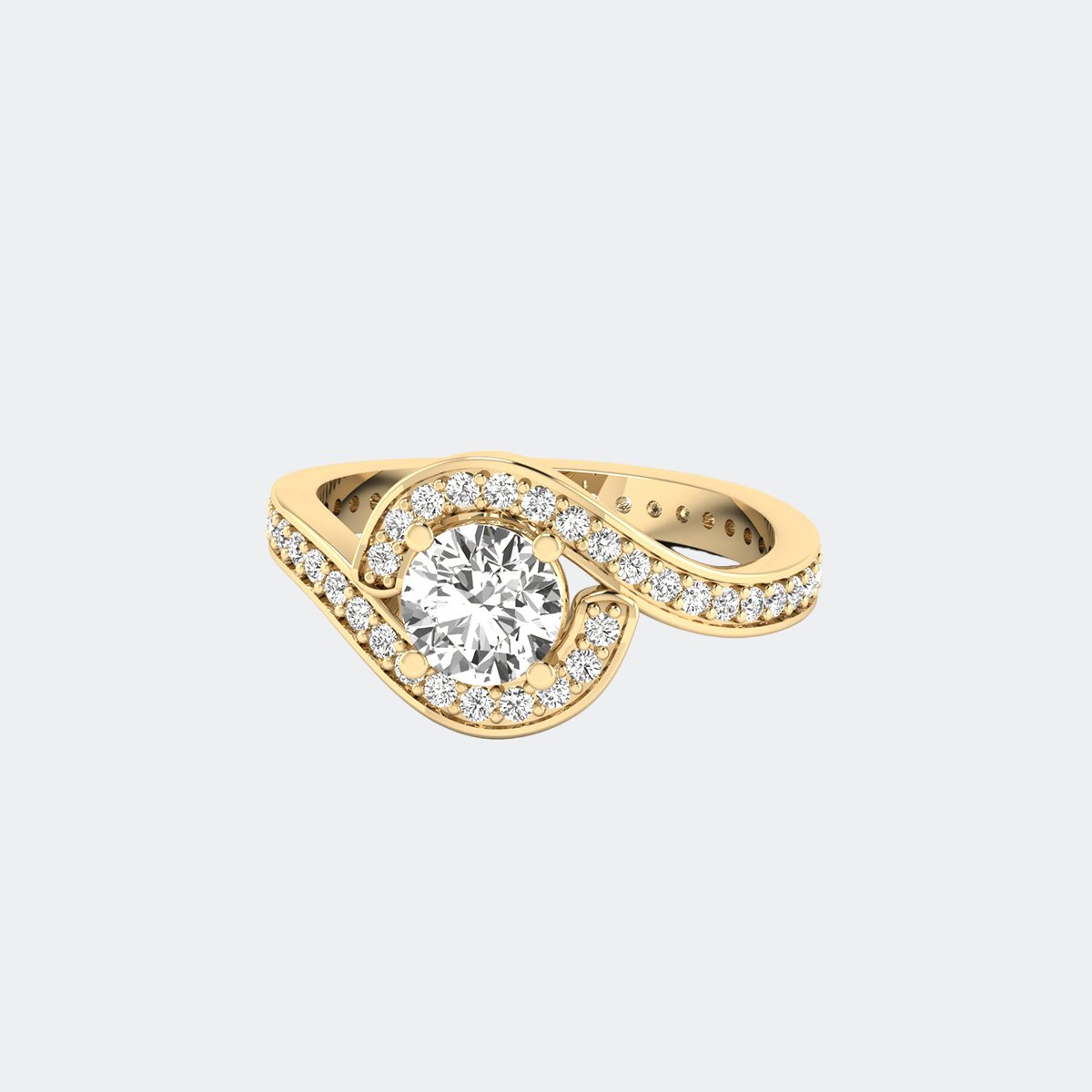 1.50CTW Round Solitaire Ring - Swirl Pav? Halo