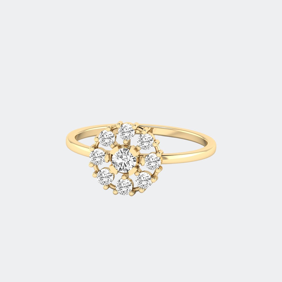 0.50CTW Round Flower Cluster Solitaire Setting Minimalist Ring