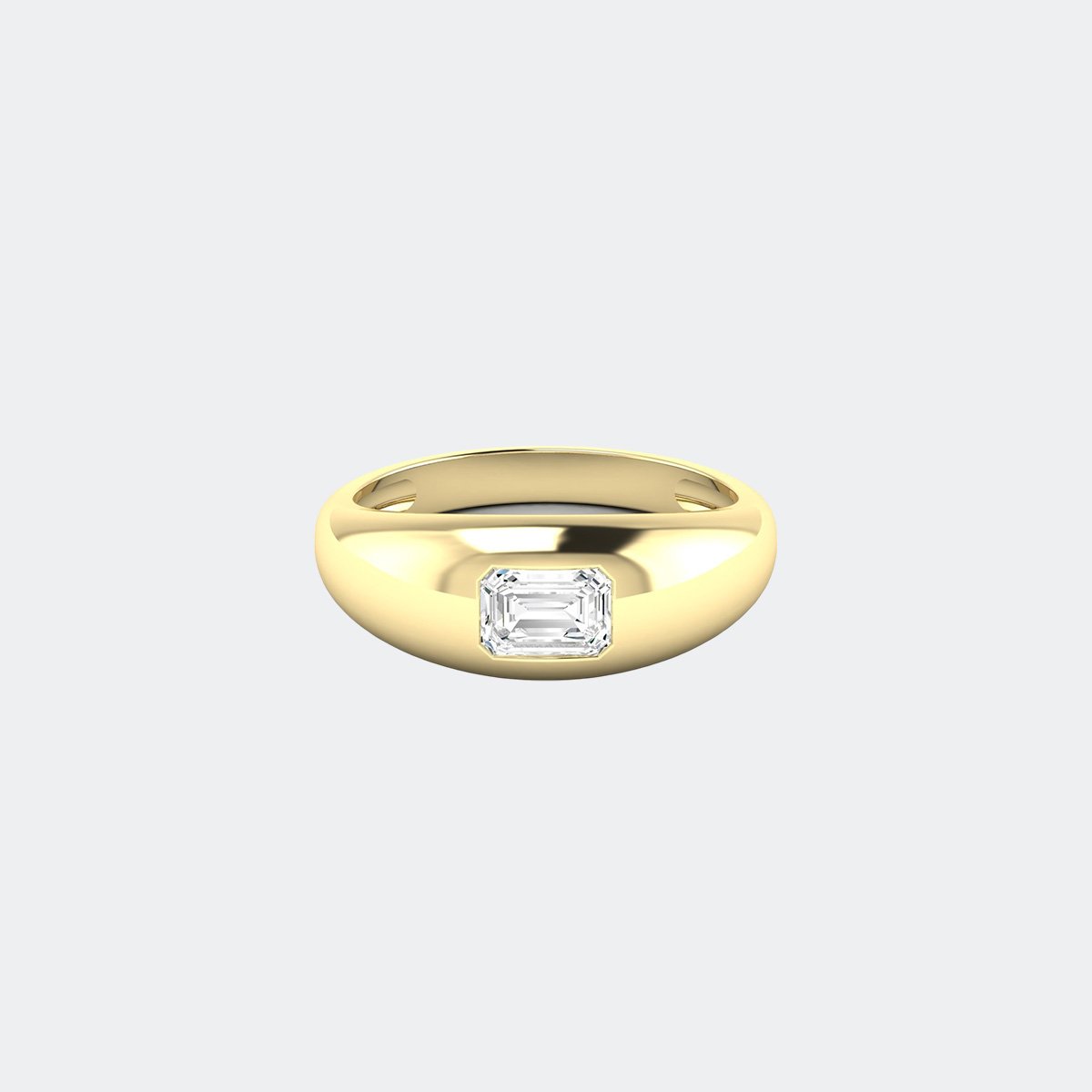 0.50CTW Emerald Sleek Dome Band Solitaire Ring
