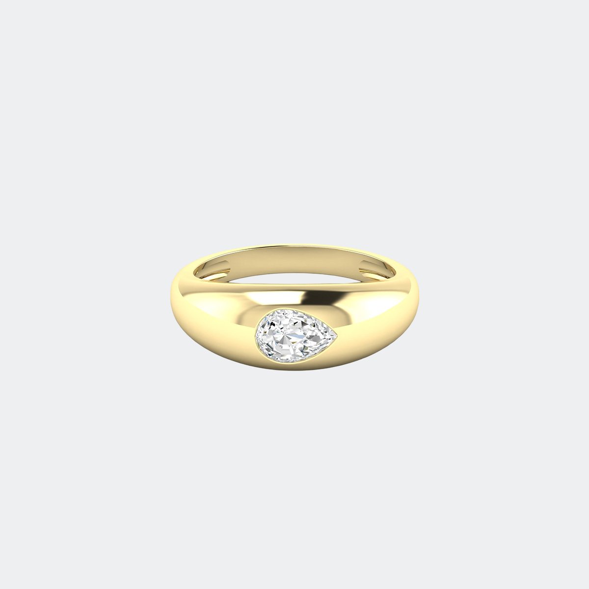 0.50CTW Pear Sleek Dome Band Solitaire Ring
