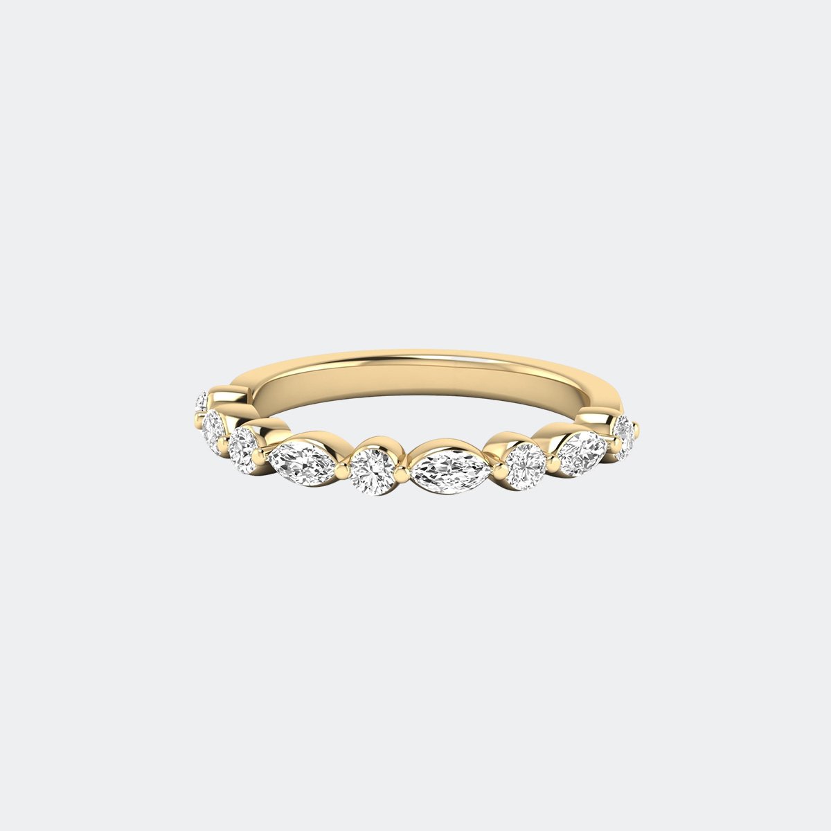 0.50CTW Marquise & Round Bezel Eternity Setting Minimalist Ring