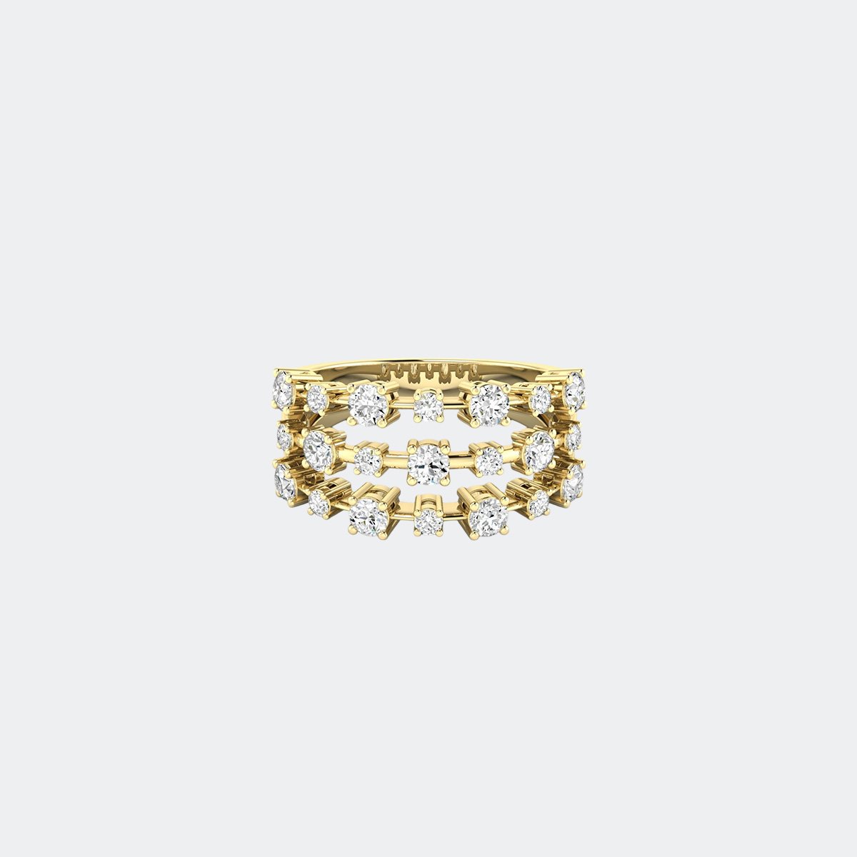 1.00CTW Round Cut Prong Set Multi-Band Cluster Statement Ring