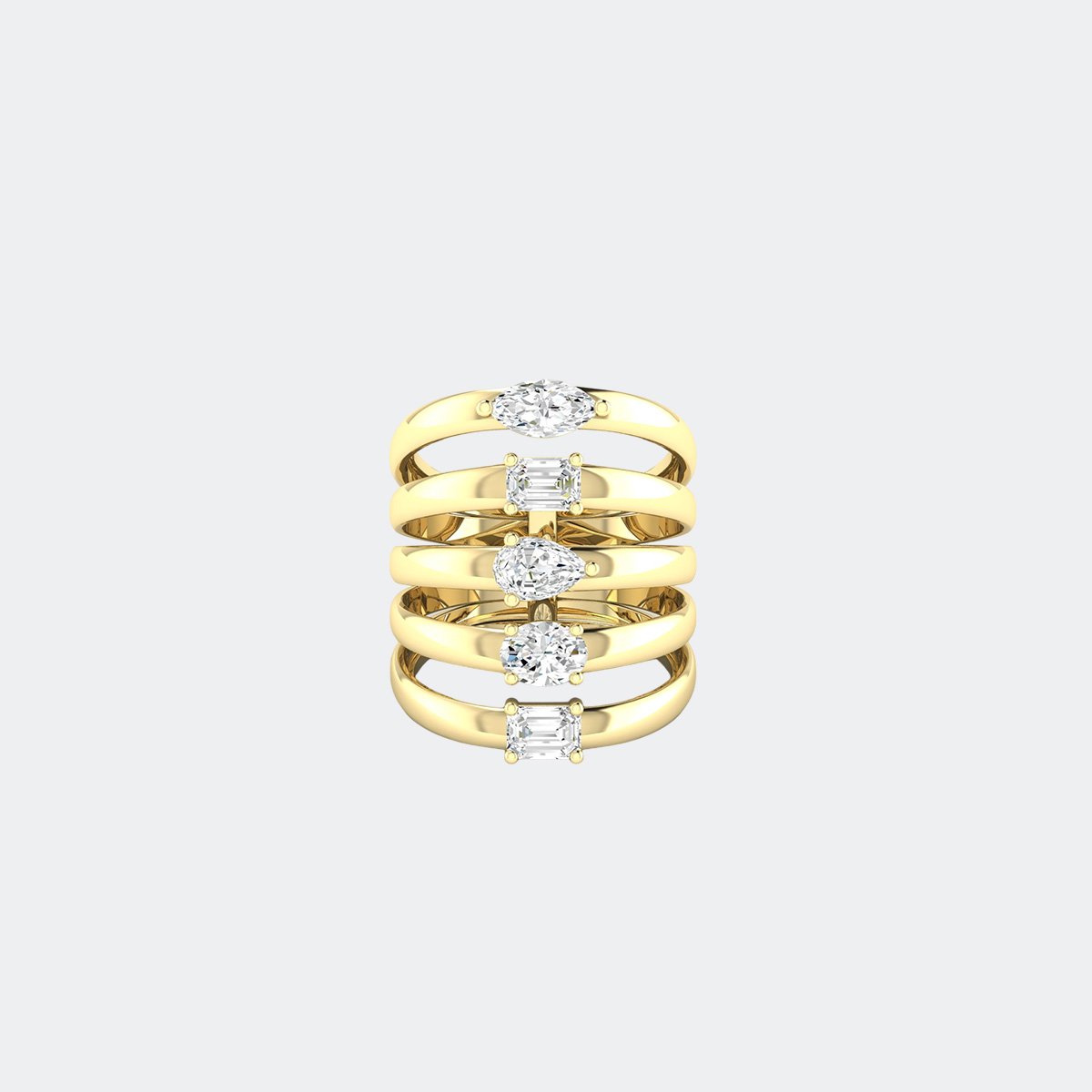 1.50CTW Mixed Shape Prong Set Multi-Band Statement Ring