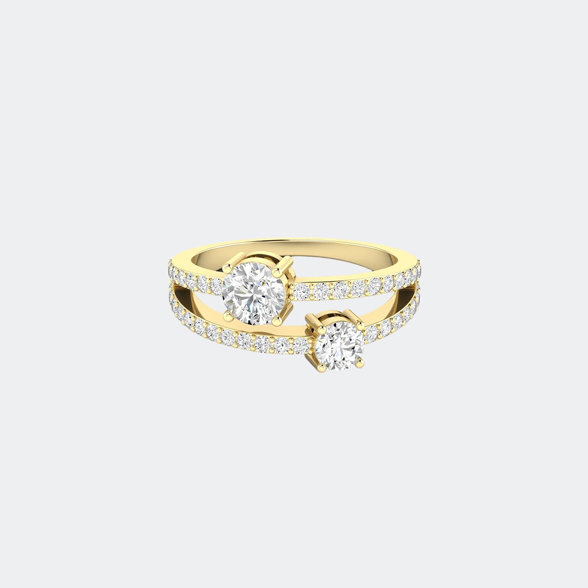 1.00CTW Round Cut Mixed Set Toi et Moi Crossover Ring