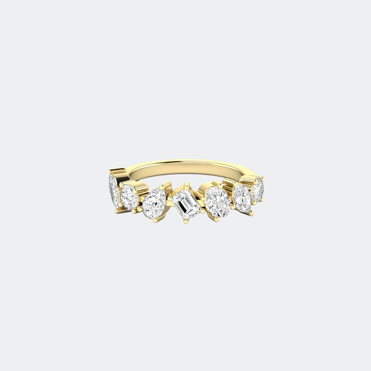 1.20CTW Mixed Shape Prong Set Cluster Anniversary Ring