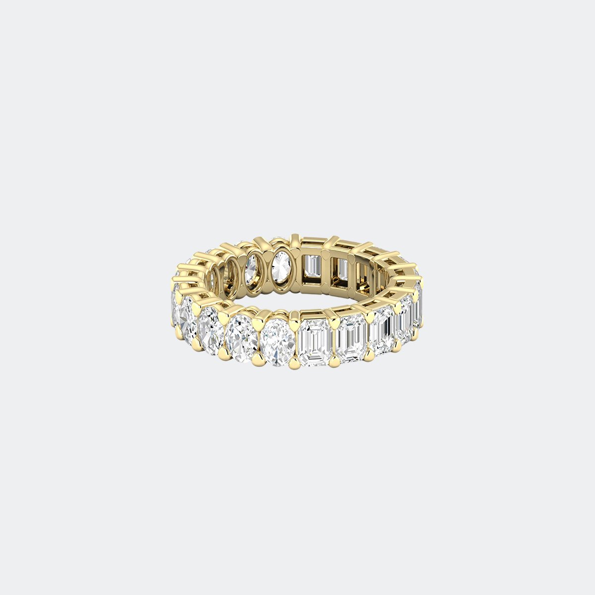 5.50CTW Oval Emerald Mixed Shape Bar Set Eternity Ring