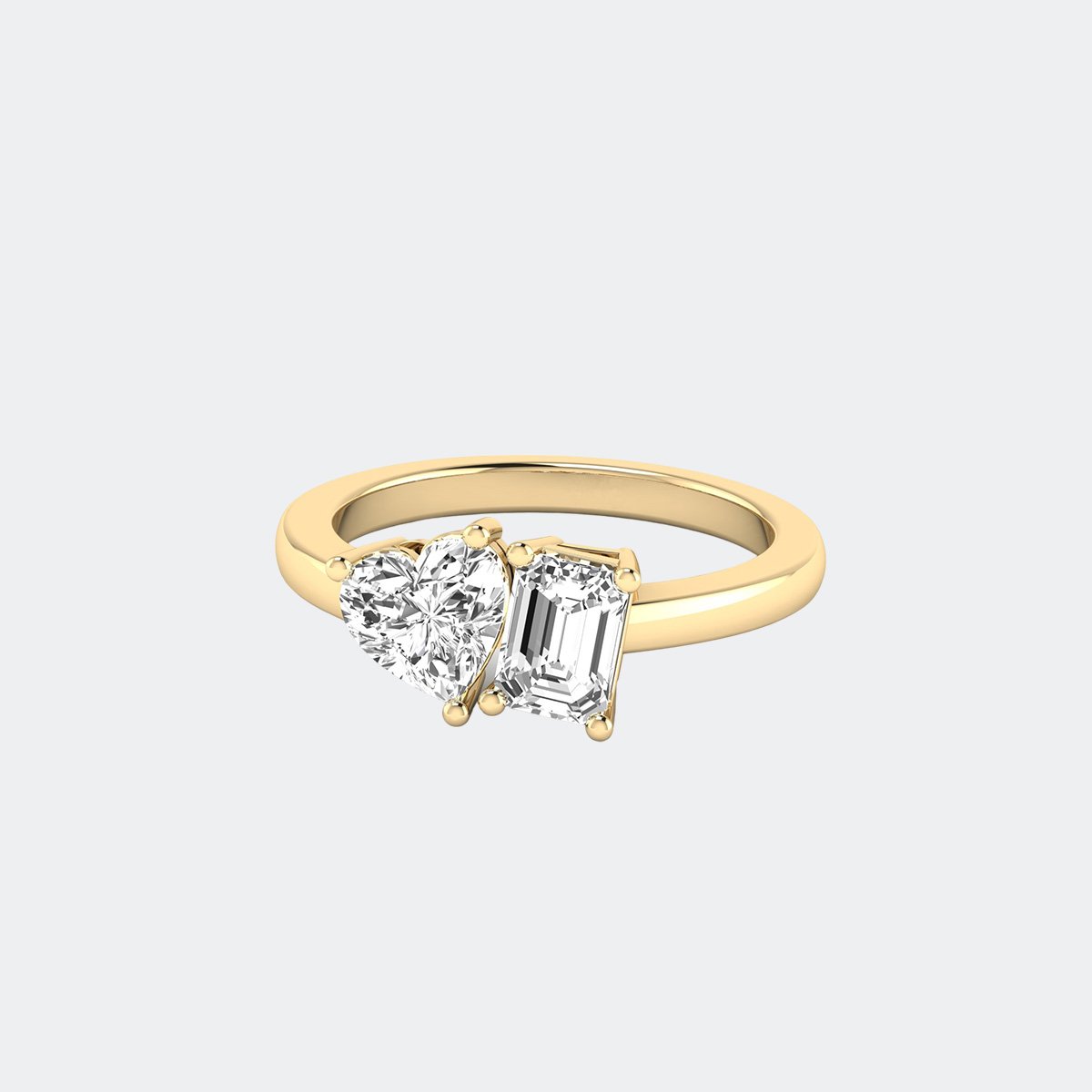 2.00CTW Emerald Heart Toi Et Moi Diamond Band