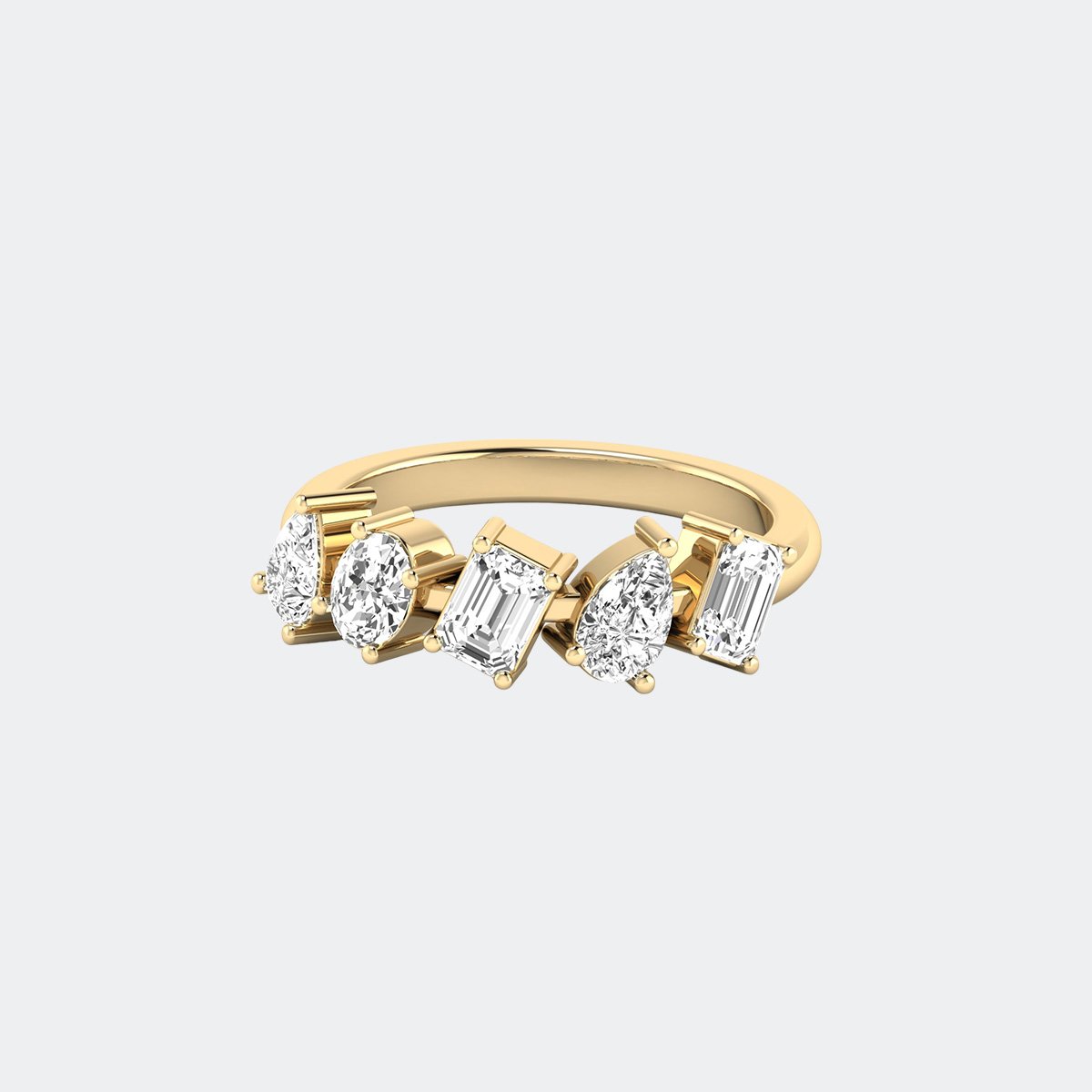 1.70CTW Pear Rectangular Prong Set Five-Stone Band Ring