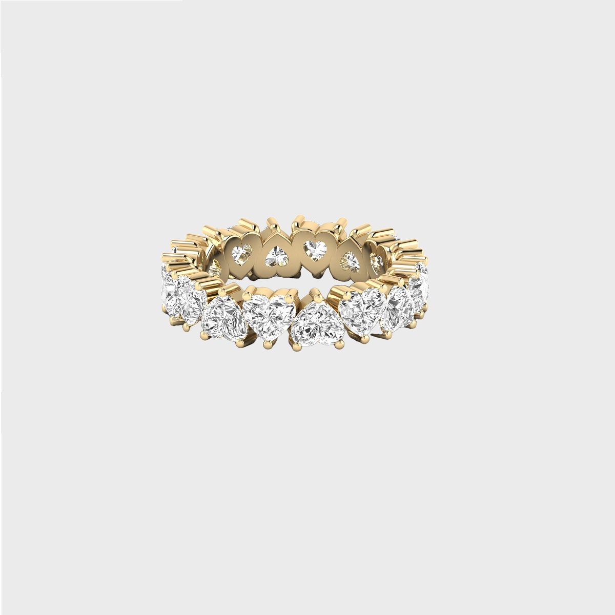 7.00CTW Heart Cut Prong Set Eternity Ring