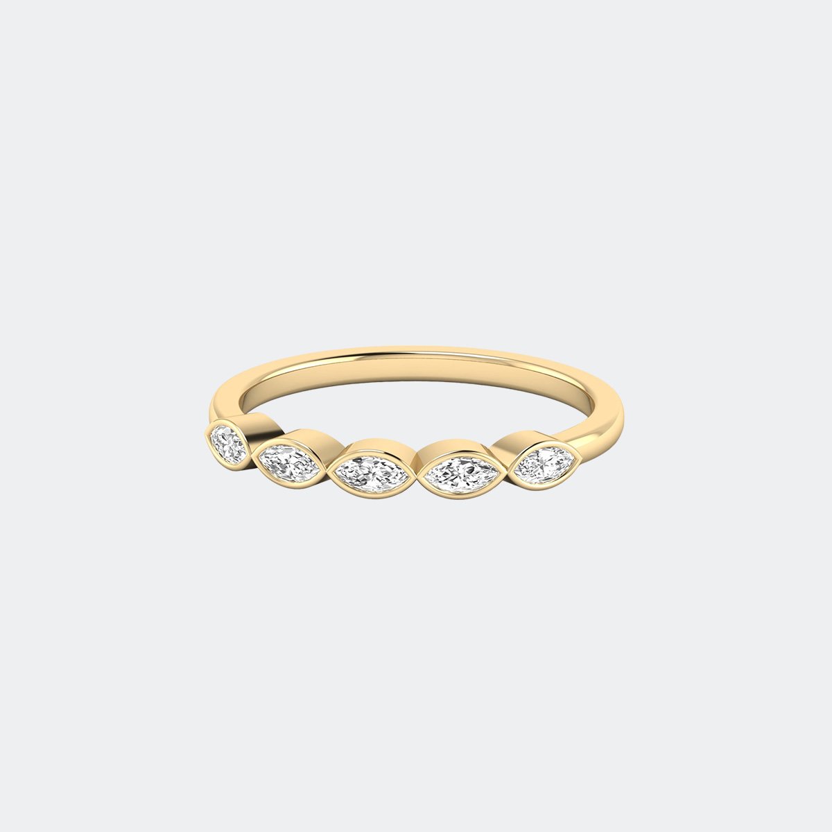 0.25CTW Marquise Cluster Bezel Band Setting Minimalist Ring