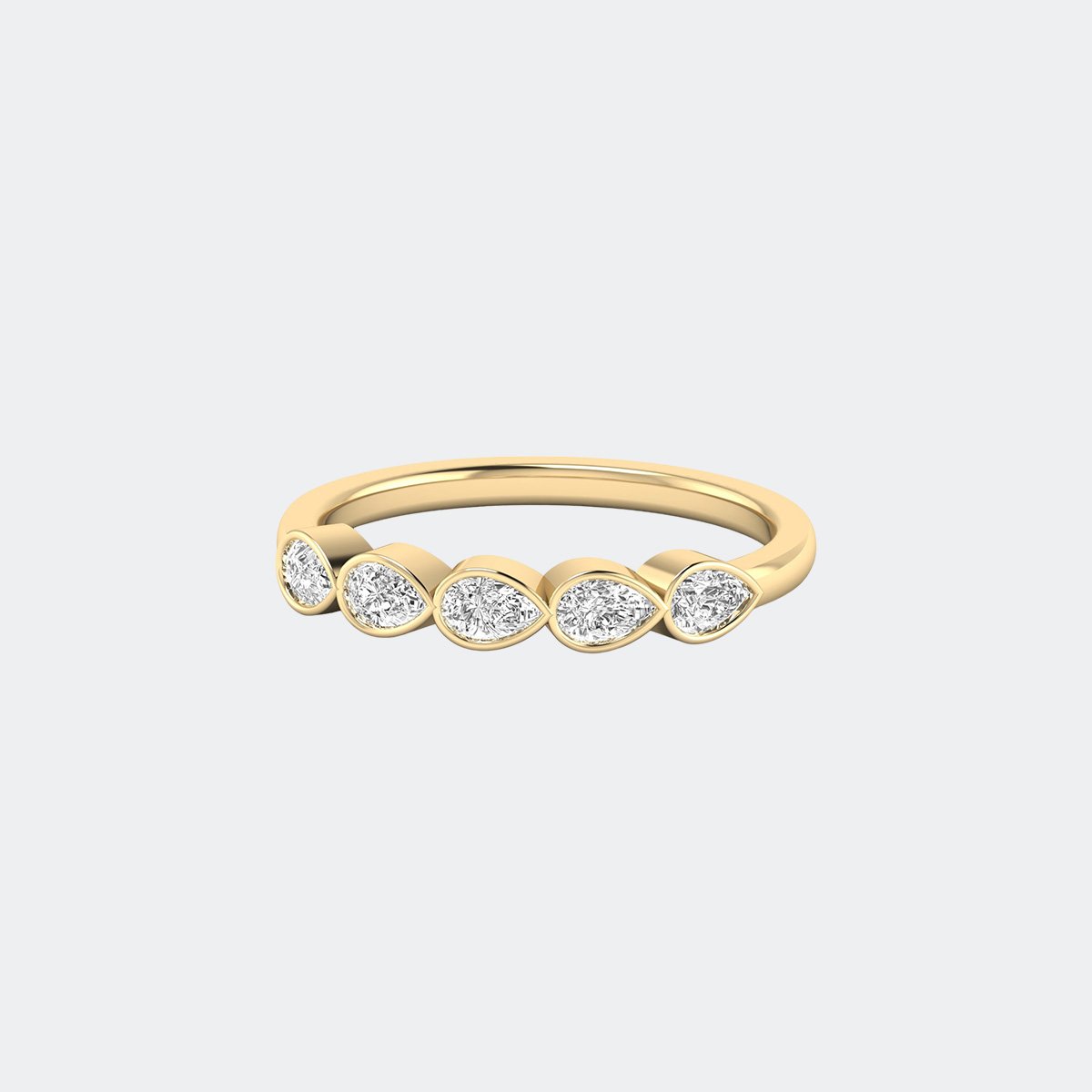 0.50CTW Pear Cut Bezel Set Scallop Half-Eternity Ring