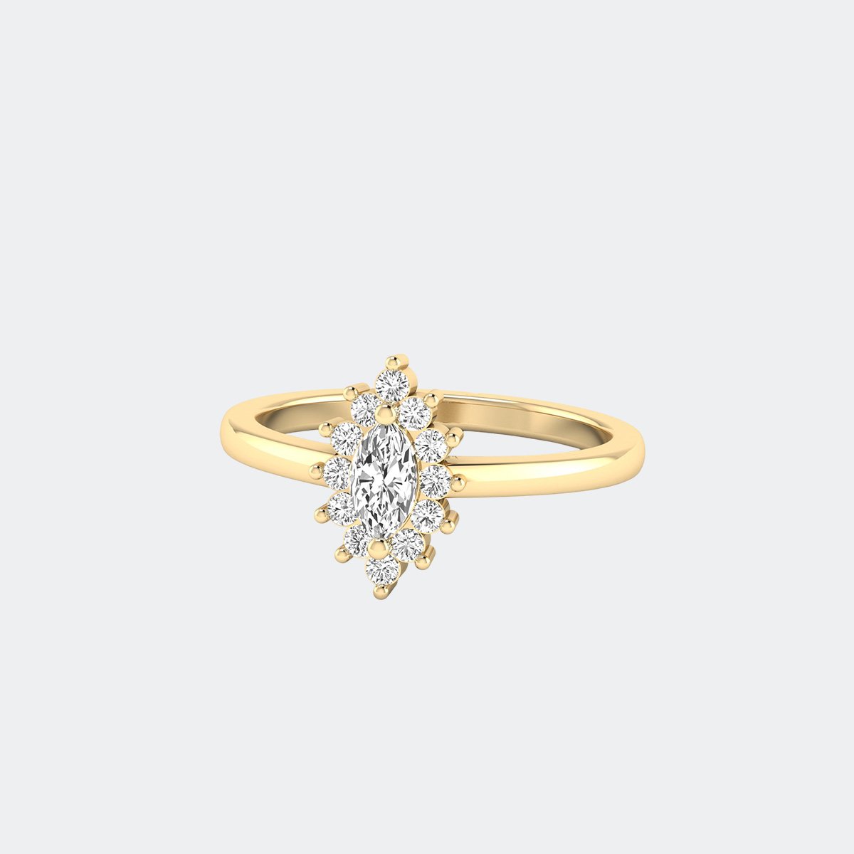 0.50CTW Marquise Round Prong Setting Minimalist Ring