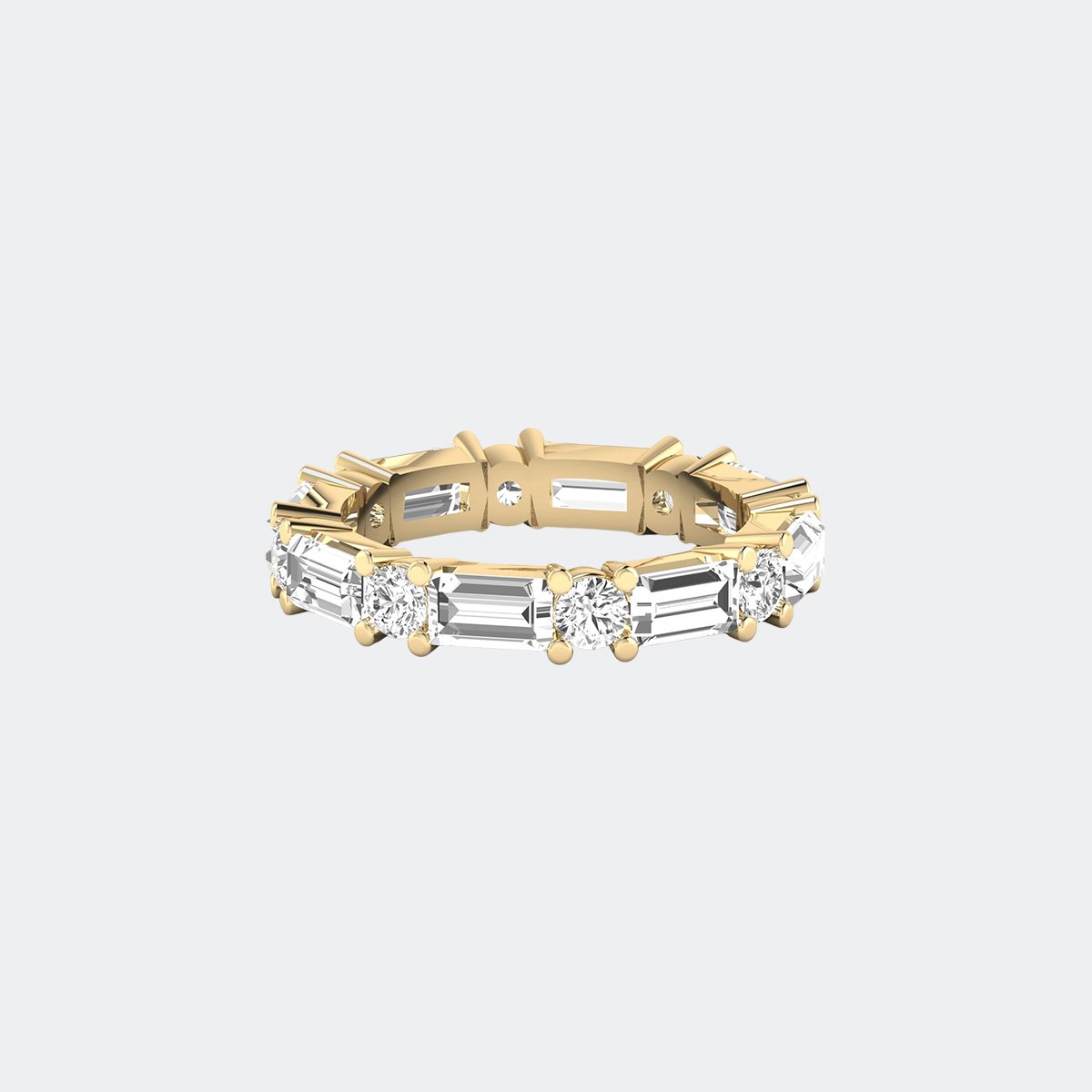 2.10CTW Baguette Round Prong Set Alternating Eternity Ring