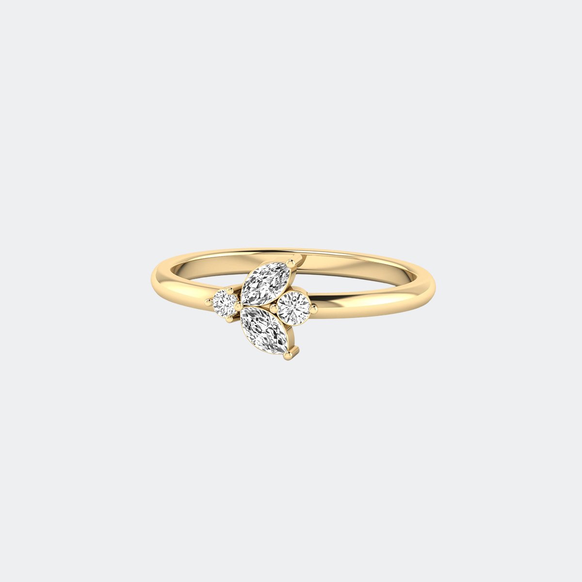 0.30CTW Marquise & Round Trilogy Cluster Prong Setting Minimalist Ring