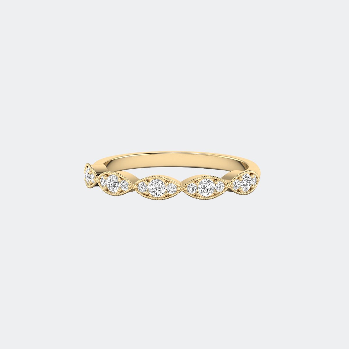 0.30CTW Round Cluster Bezel Milgrain Band Setting Minimalist Ring