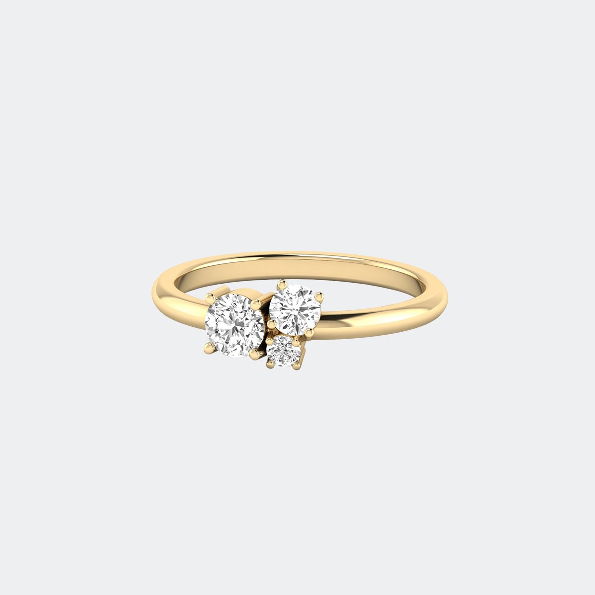 0.50CTW Round Three-Stone Prong Solitaire Setting Minimalist Ring
