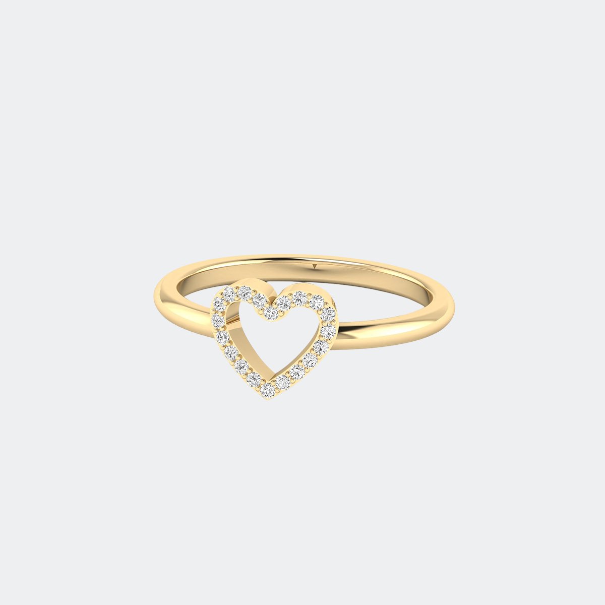 0.10CTW Round Cluster Pave Heart Outline Setting Minimalist Ring