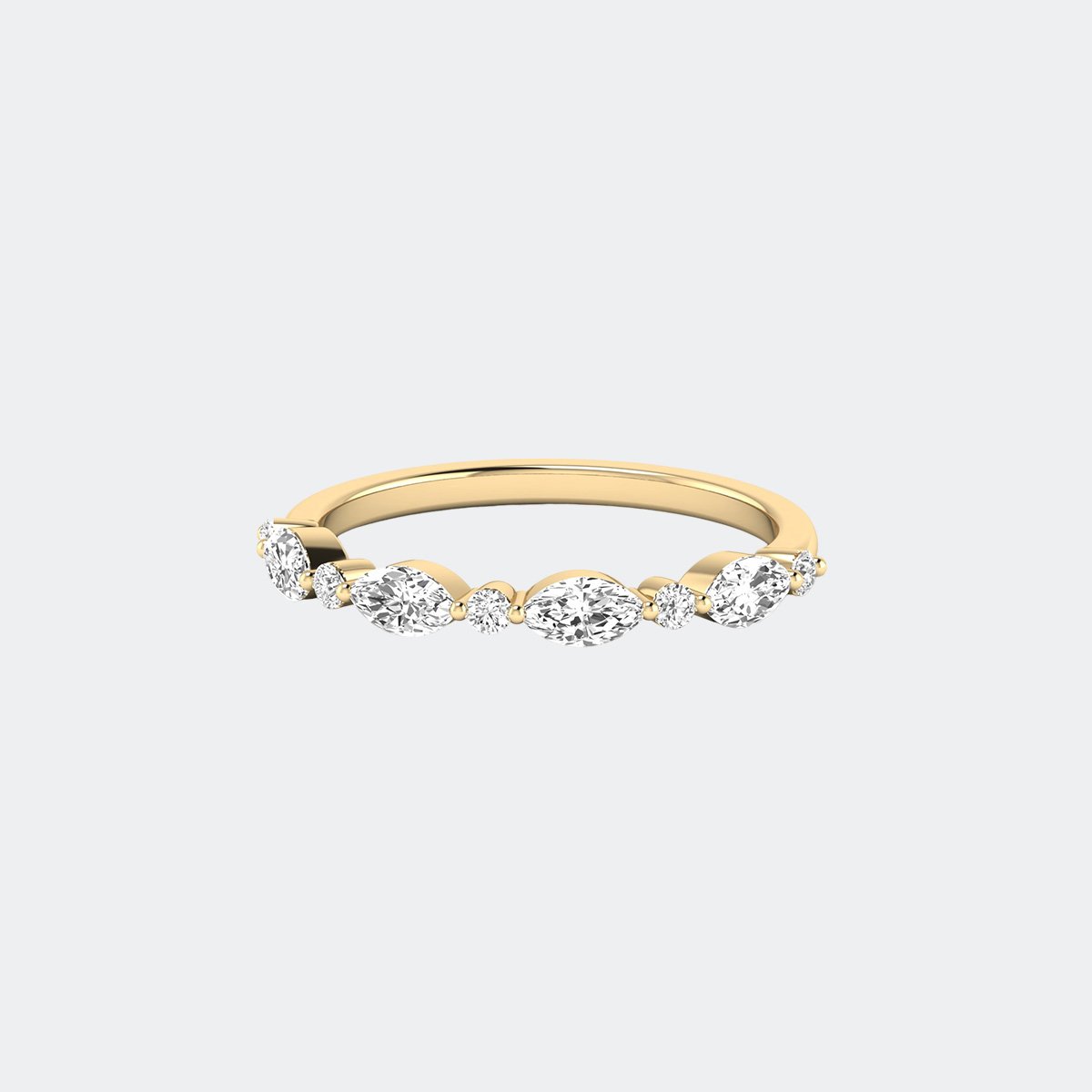 0.50CTW Marquise & Round Alternating Half Eternity Setting Minimalist Ring