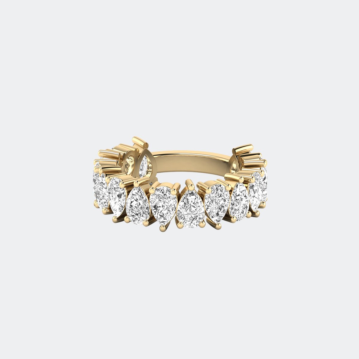 6.00CTW Pear Cut Prong Set Double Row Eternity Ring
