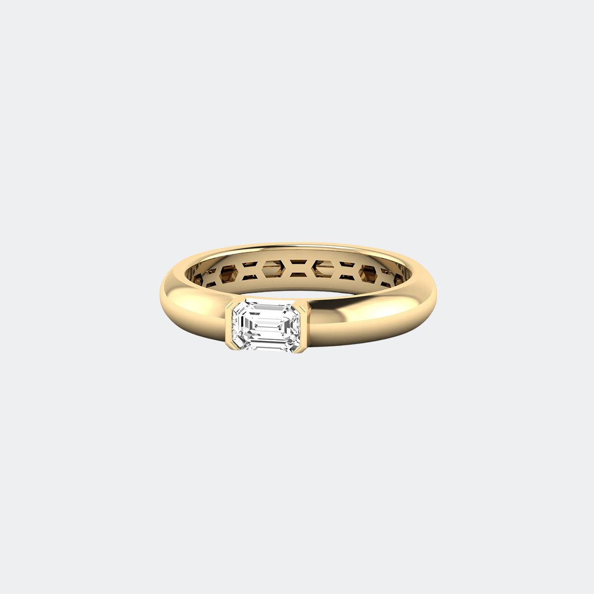 0.50CTW Emerald Integrated Flush Set Solitaire Ring