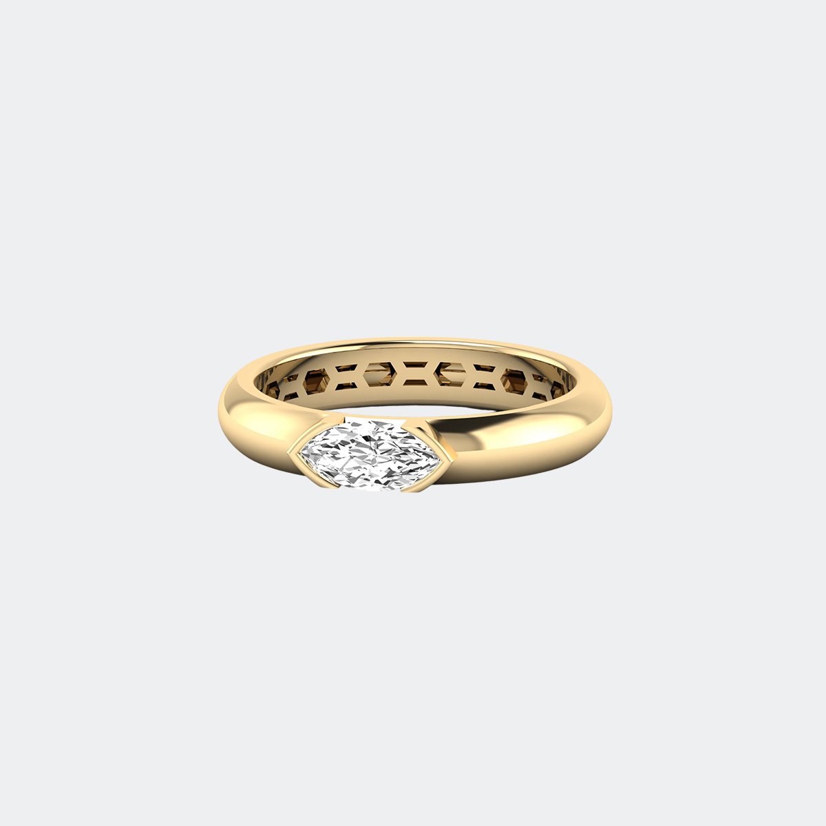 0.50CTW Marquise East-West Bezel Band Setting Minimalist Ring