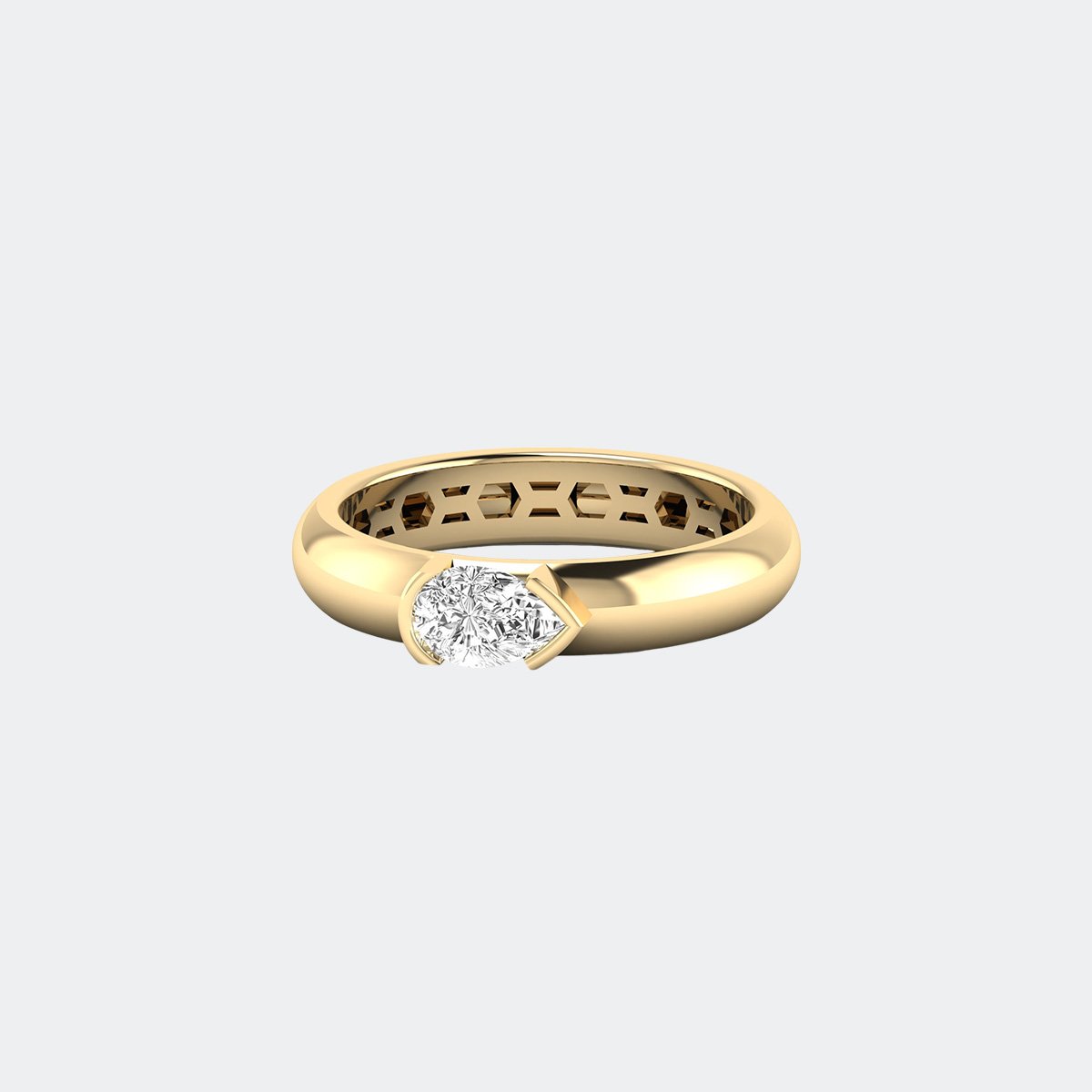 0.50CTW Pear Flush Solitaire Band Setting Minimalist Ring