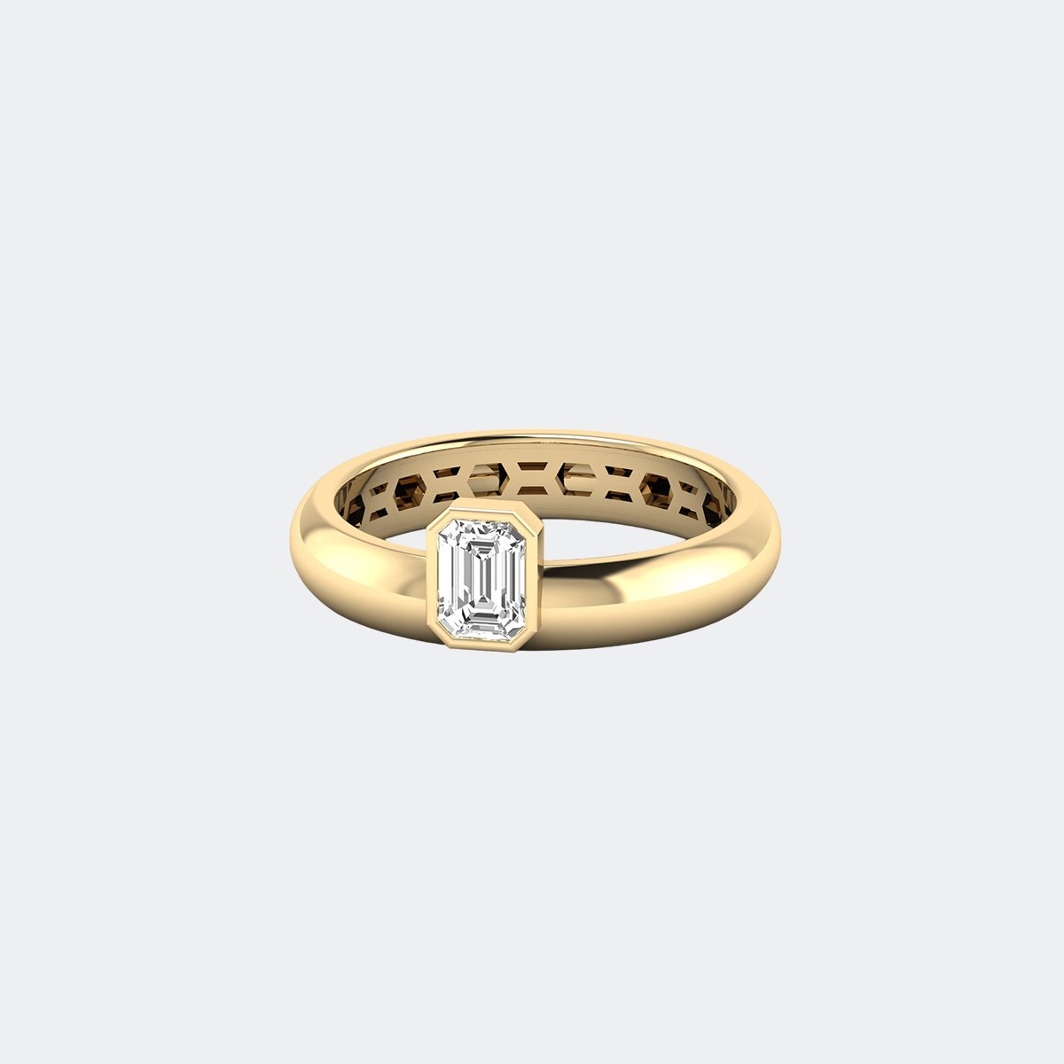 0.50CTW Emerald Integrated Flush Set Solitaire Ring