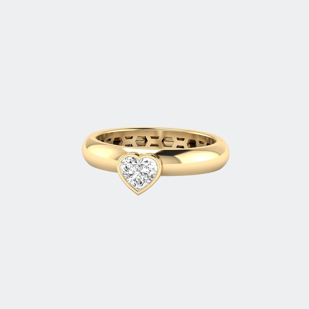 0.50CTW Heart Bezel Setting Minimalist Ring