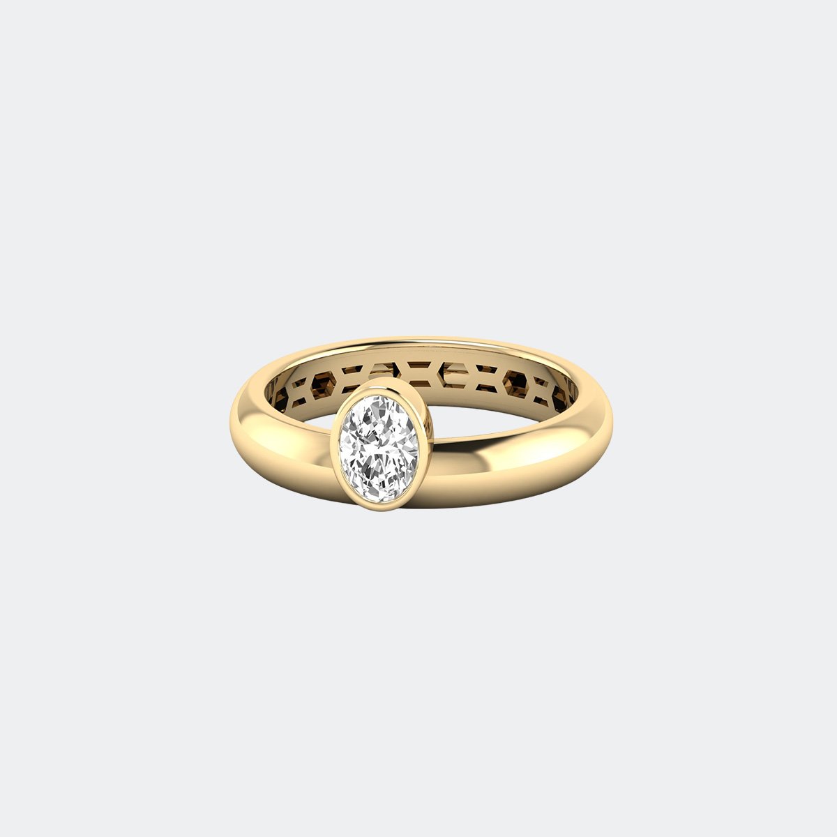 0.50CTW Oval East-West Bezel Cuff Setting Minimalist Ring