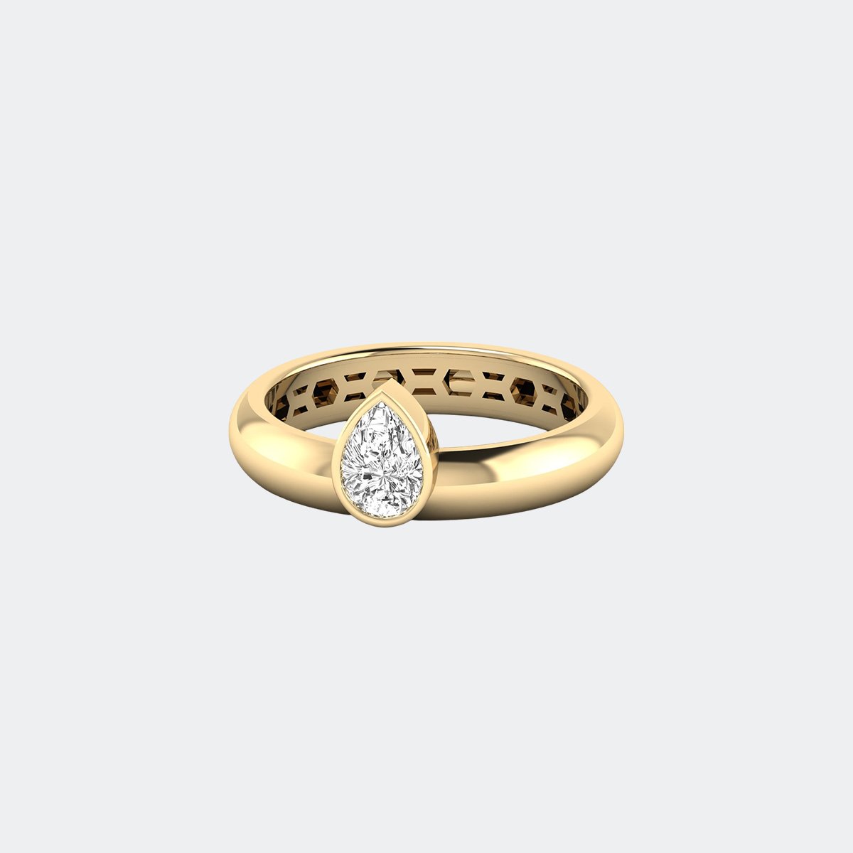 0.50 CTW Pear Bezel-Set Horizontal Bypass Minimalist Ring