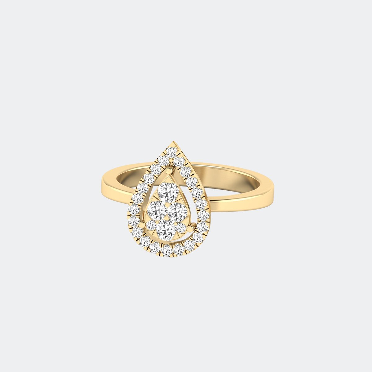 0.50CTW Pear Shape Cluster Halo Band Ring
