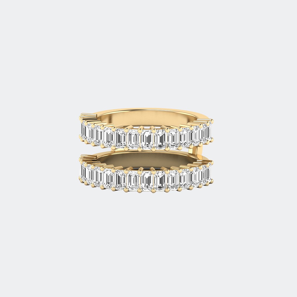 2.10CTW Emerald Cut Bar Set Stackable Ring Set