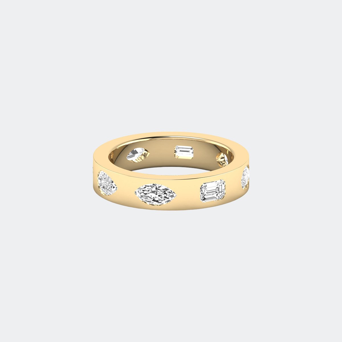 2.00CTW Mixed Cut Flush Set Wide Band Eternity Ring