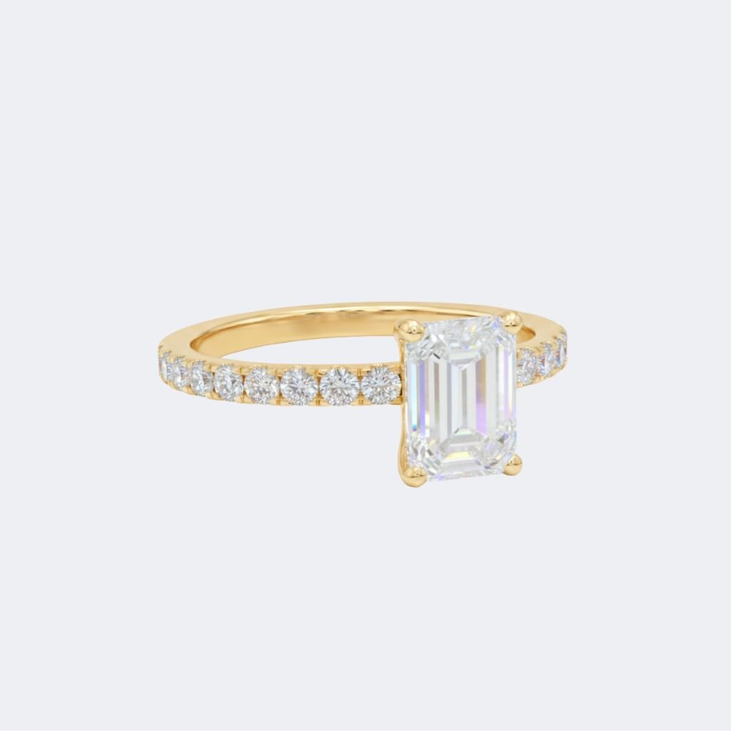 2.55CTW Emerald Cut Solitaire Ring - Pav? Band